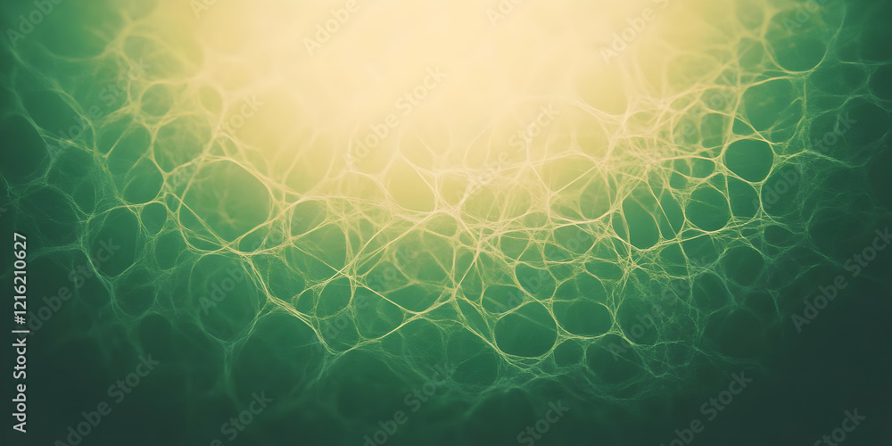 Aufkleber abstract green web background with soft yellow light creates intricate network patterns.