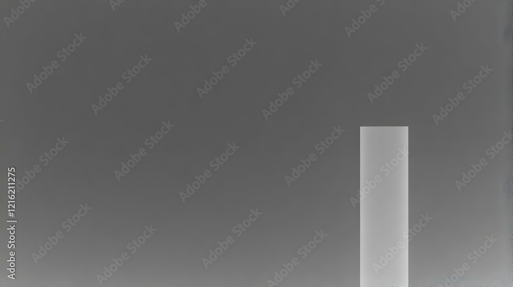 Poster a single white rectangular shape stands out against a soft gray gradient background, minimalist and 