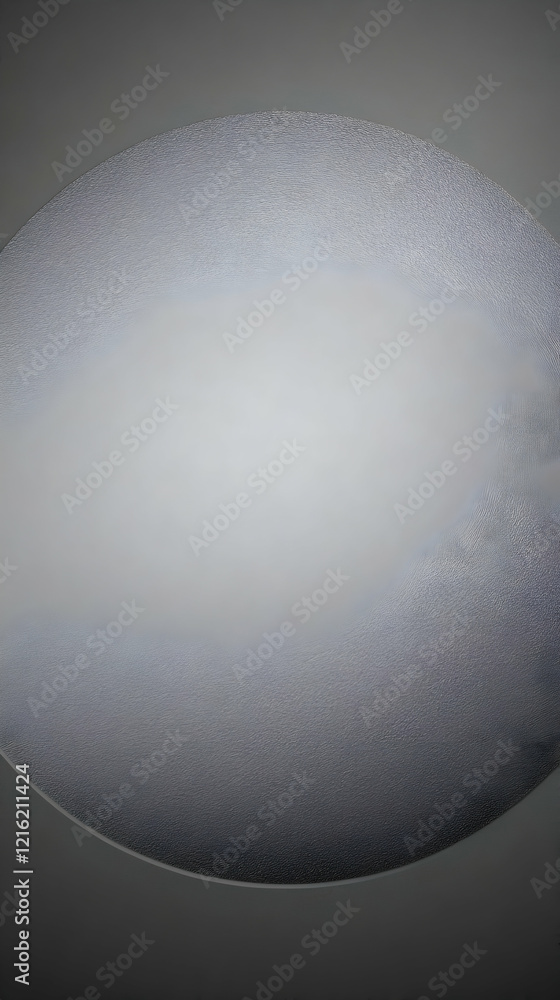 Poster textured circle shows subtle gradient and fine details with a dark background.