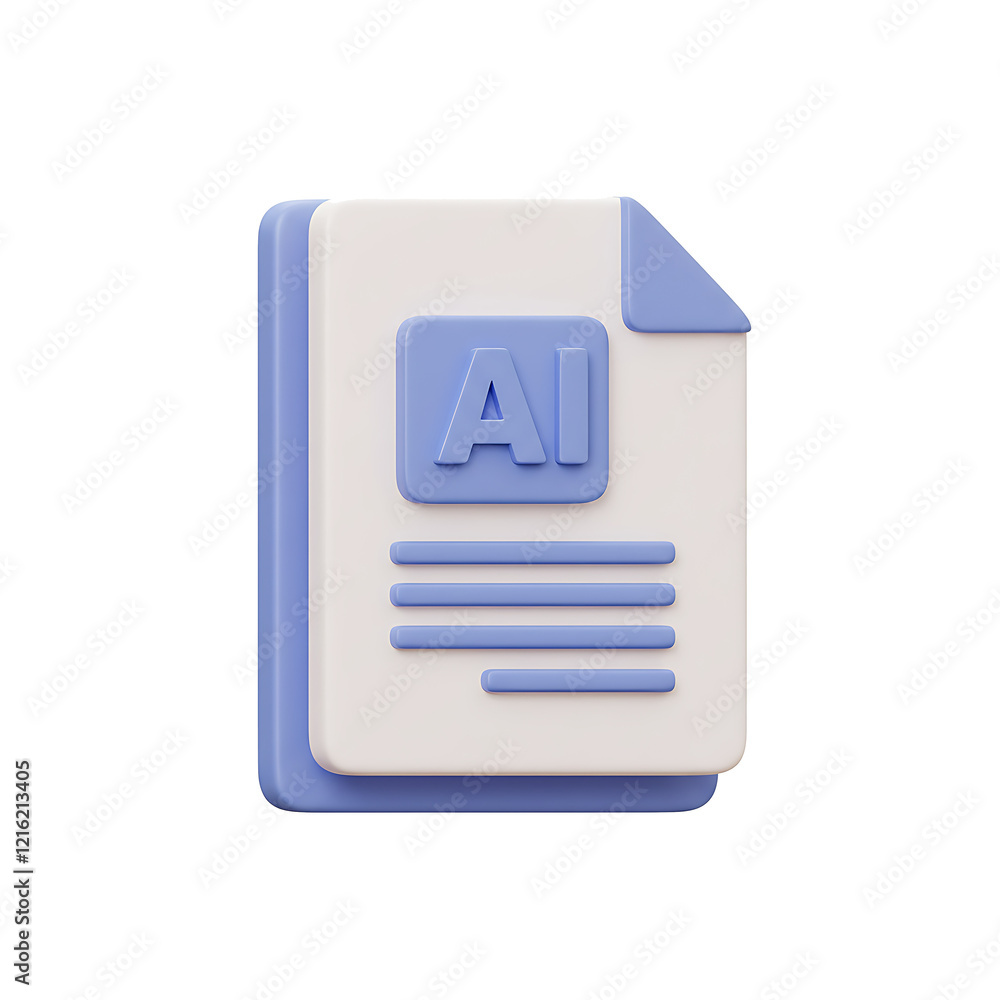 Poster document paper text written by smart chat ai assistant 3d render icon illustration design