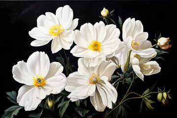 Fototapeta premium white flowers on black