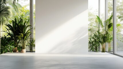 Minimalist Interior with Tropical Plants