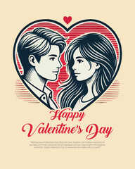 Happy Valentines Day with a romantic love social media post template banner