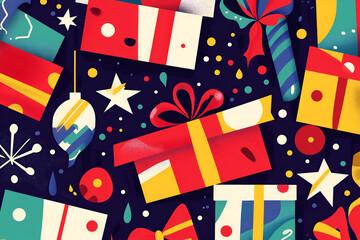 Obraz premium Christmas greeting gifts and decor template design.