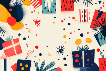 Obraz premium Christmas greeting gifts and decor template design.