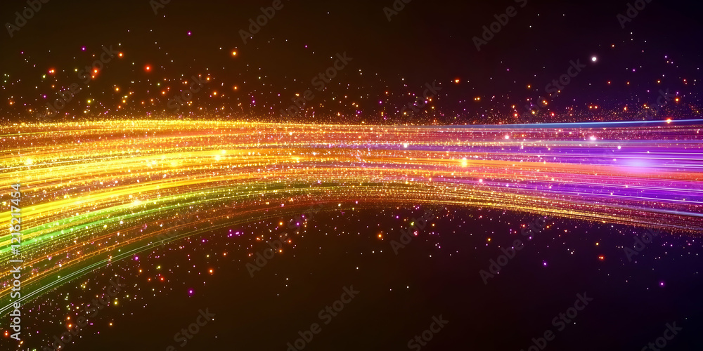 Aufkleber abstract background with colorful light trails and sparkling particles creates dynamic visual effect