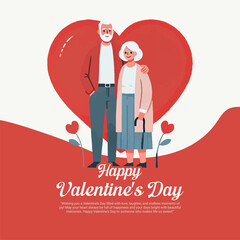 Happy Valentines Day with a romantic love social media post template banner