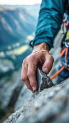 Climber's Hand Gripping Rock in Adventure