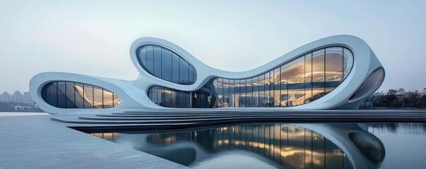 Fototapeta premium Curved bending architecture with modern design elements