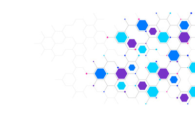 Genetic engineering and molecular structure, hexagon DNA network, science chemical and biotechnology concept, innovation technology, healthcare, and medicine design