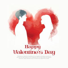 Happy Valentines Day with a romantic love social media post template banner