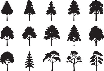  tree silhouettes in bold black outlines