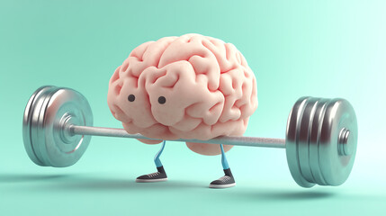 brain lifting weights, AI generated