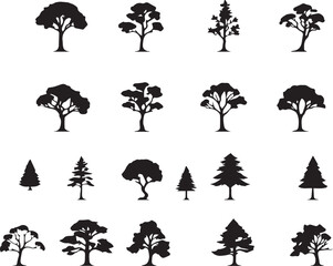  tree silhouettes in bold black outlines
