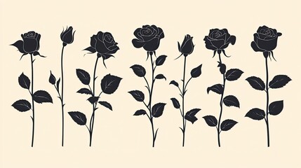Rose icon set (decorative silhouettes