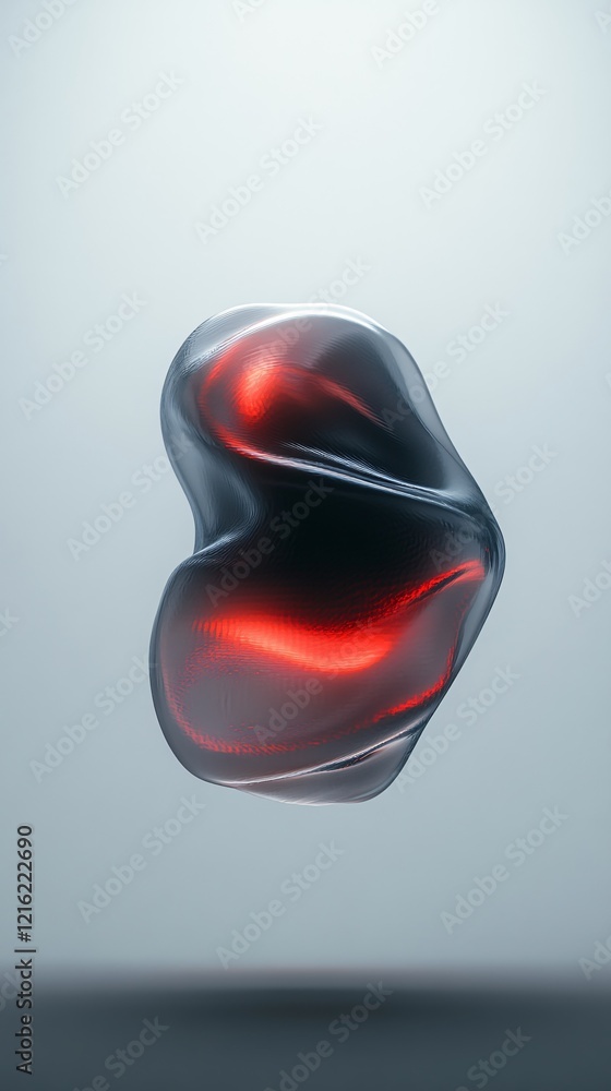 Poster abstract red and black liquid form 3d render futuristic design glossy texture