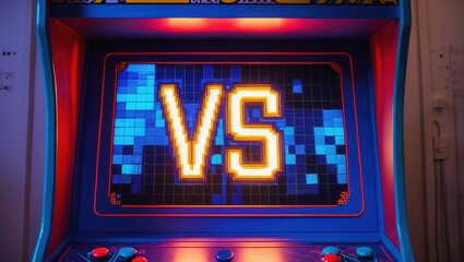 Retro Colorful Arcade Machine with VS Graphic