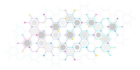 Genetic engineering and molecular structure, hexagon DNA network, science chemical and biotechnology concept, innovation technology, healthcare, and medicine design