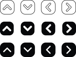 Swipe up, down, left and right icon set. Flat and outline swipe symbols. Vector illustration design.