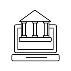 Online Banking line icon with white background vector stock illustration