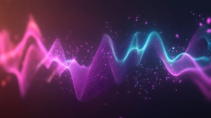 Abstract Pink and Blue Wave Particle Flow Digital Art