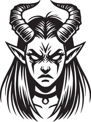 Angry Devil Face Girl Vector Design
