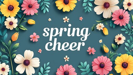 Spring Cheer Colorful Floral Border Design
