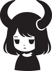 SAD DEVIL GIRL FACE WITH HORNS