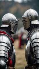 Armored Knights Face Off in Tense Reenactment