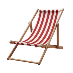 Red striped beach chair on transparent background PNG Generative AI