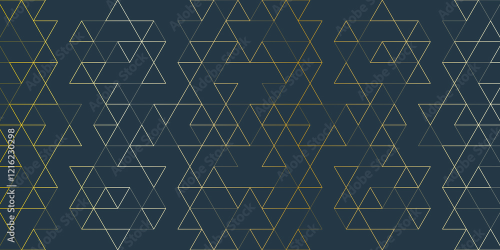Poster Abstract seamless pattern with a geometric background of polygonal golden lines. Stylish texture