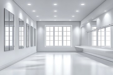 Empty Hospital Corridor Reflects Calm and Solitude