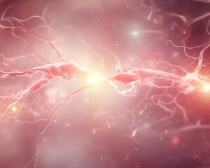 Microscopic Nerve Cell Connection.