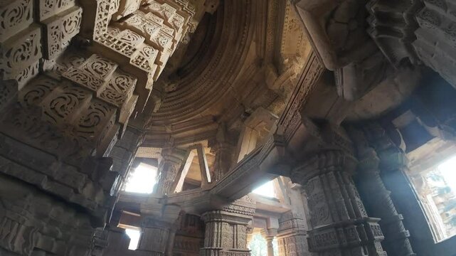 Intricate Carvings and Architectural Pillars of Sas Bahu Temple (Sahastra Bahu) in Gwalior , Madhya Pradesh