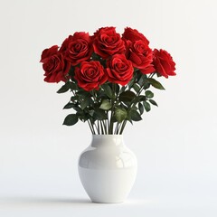 White Vase with Roses 3D Model