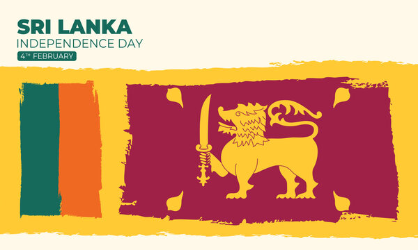 Sri Lanka Independence Day February 4th. Sri Lanka national brush flag banner. Vector illustration