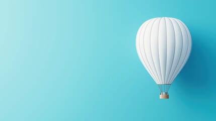 Fototapeta premium A minimalist white hot air balloon floats against a soft blue background, creating a serene and dreamy atmosphere.