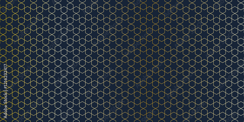 Poster Abstract seamless pattern with a geometric background of polygonal golden lines. Stylish texture