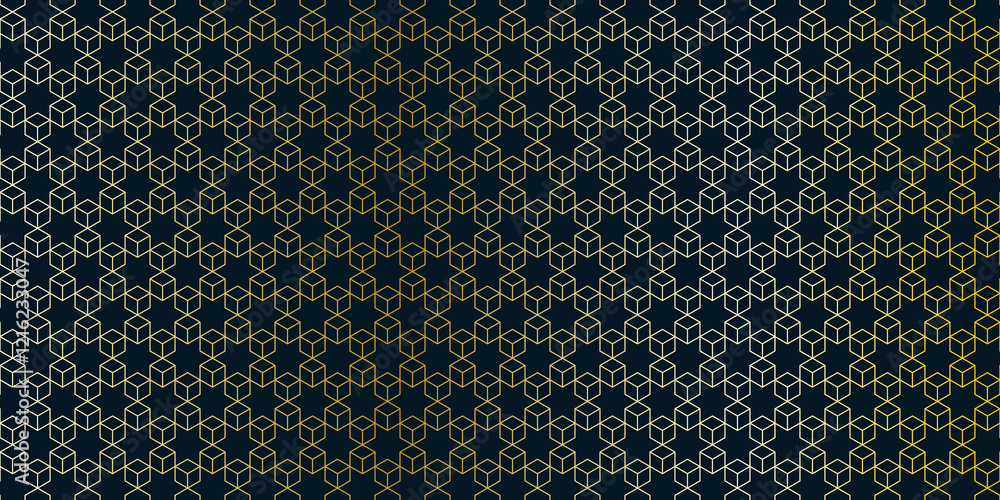 Poster Abstract seamless pattern with a geometric background of polygonal golden lines. Stylish texture