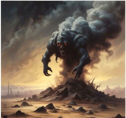 Illustration of dusty spooky monster