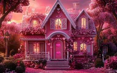 Obraz premium Saint Valentines Day pretty house background