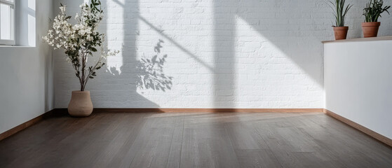 Bright and airy interior with natural light and minimalist decor in a modern space