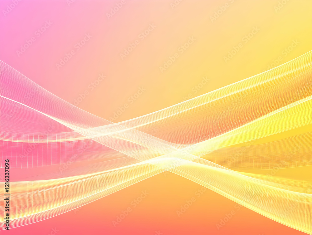 Poster abstract pink and yellow background with smooth flowing lines and subtle grid texture creates a sens