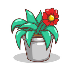 Home plant cartoon style. potted plant isolated on white

