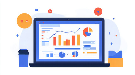 "explore data-driven decisions with interactive business analytics dashboards for insightful kpi tracking on laptop screens featuring dynamic charts and graphs"