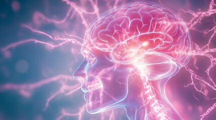 Human Brain Anatomy with Neural Pathways.