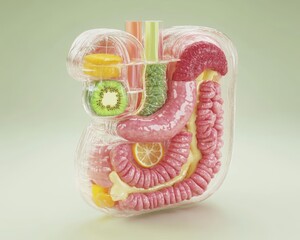Healthy Digestive System with Fruits and Vegetables.