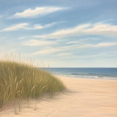 Serene Coastal Dune Grass and Beach