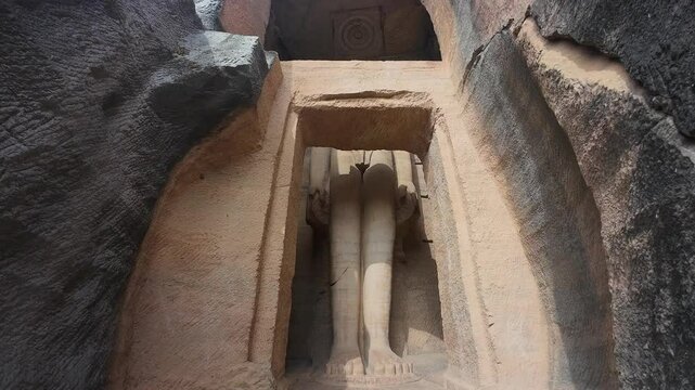 Carvings at The Rock-cut Jain monuments of Gwalior &ndash; Gopachal Parvat, Gwalior, Madhya  Pradesh, India 