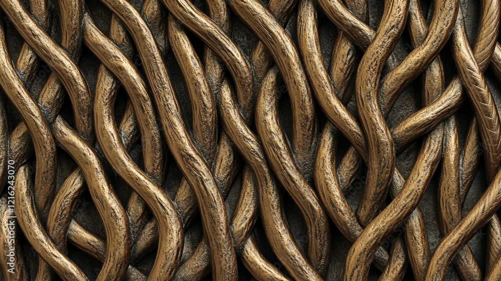 Poster intricate bronze texture resembling woven vines in a close-up view showcasing craftsmanship and desi